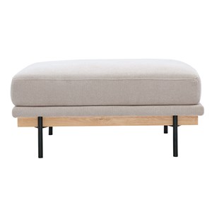 Pouf repose pieds en tissu chenille beige et métal noir todd