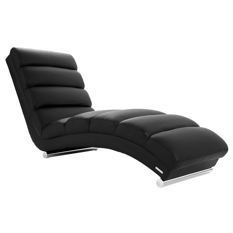 Chaise longue &nbsp; fauteuil noir et acier chromé taylor