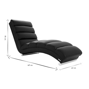 Chaise longue &nbsp; fauteuil noir et acier chromé taylor
