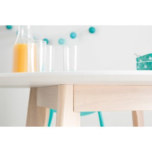 Table ronde blanc et bois d100 cm leena