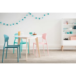 Table ronde blanc et bois d100 cm leena