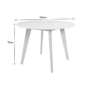 Table ronde blanc et bois d100 cm leena