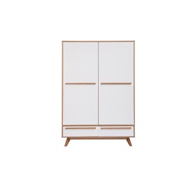 Armoire avec penderie finition bois clair et blanc mat l120 cm helia