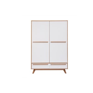 Armoire avec penderie finition bois clair et blanc mat l120 cm helia