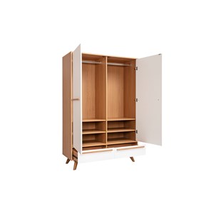 Armoire avec penderie finition bois clair et blanc mat l120 cm helia