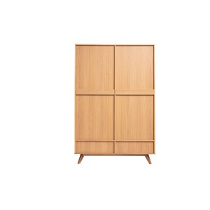 Armoire avec penderie finition bois clair et blanc mat l120 cm helia