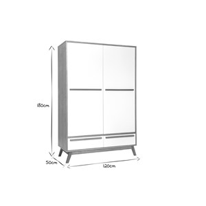 Armoire avec penderie finition bois clair et blanc mat l120 cm helia