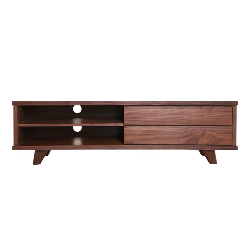 Meuble tv bois foncé avec tiroirs l140 cm fifties