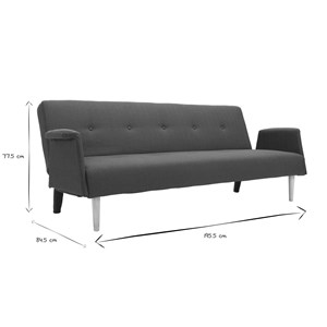 Canapé convertible 3 places en tissu bleu canard et bois clair oscar