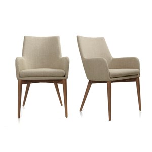 Chaises en tissu beige et bois foncé (lot de 2) shana