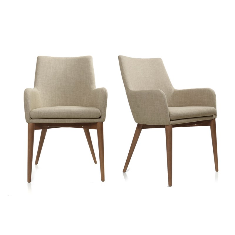 Chaises en tissu beige et bois foncé (lot de 2) shana
