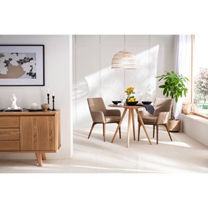 Chaises en tissu beige et bois foncé (lot de 2) shana