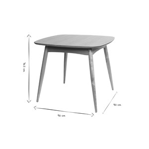 Table à manger carrée frêne naturel l90 cm baltik
