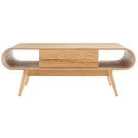 Table basse rectangulaire avec rangements bois clair l120 cm baltik