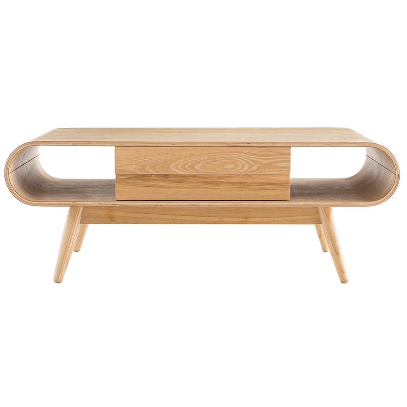 Table basse rectangulaire avec rangements bois clair l120 cm baltik