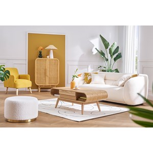 Table basse rectangulaire avec rangements bois clair l120 cm baltik