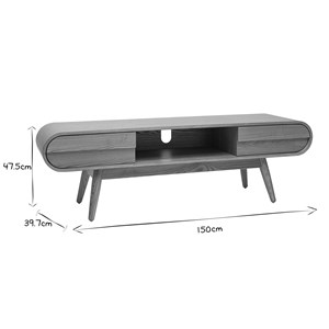 Meuble tv en bois clair 2 tiroirs l150 cm baltik
