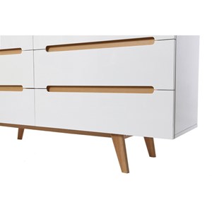 Commode finition blanc brillant laqué 6 tiroirs l160 cm melka
