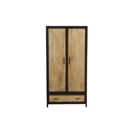 Armoire en bois massif manguier et métal noir l90 cm industria