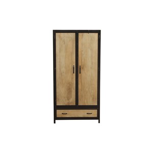 Armoire en bois massif manguier et métal noir l90 cm industria
