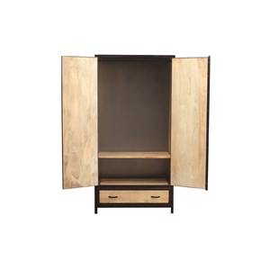 Armoire en bois massif manguier et métal noir l90 cm industria