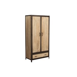 Armoire en bois massif manguier et métal noir l90 cm industria