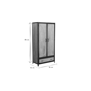 Armoire en bois massif manguier et métal noir l90 cm industria