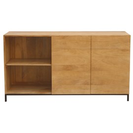 Buffet en bois manguier massif et métal noir 2 portes l145 cm ypster