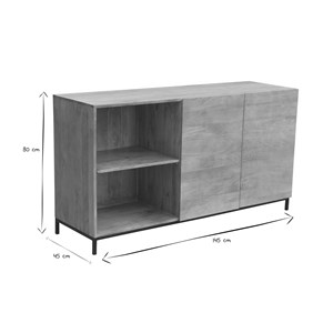 Buffet en bois manguier massif et métal noir 2 portes l145 cm ypster