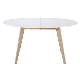 Table à manger extensible ovale blanche et bois clair l150-200 cm leena