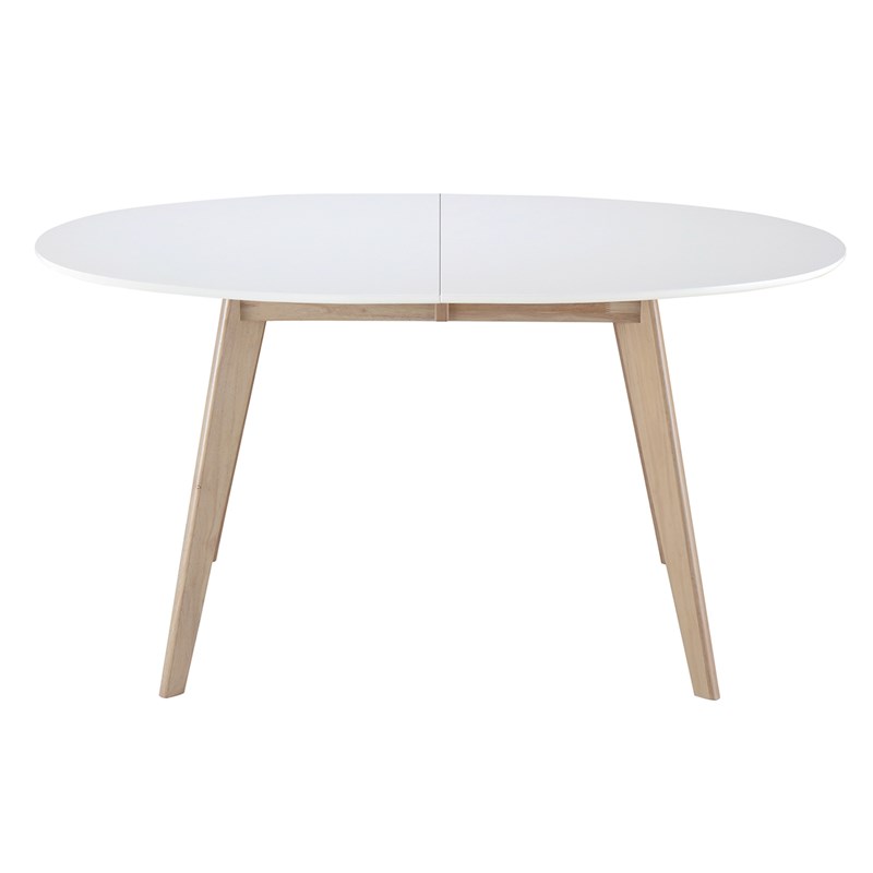 Table à manger extensible ovale blanche et bois clair l150-200 cm leena