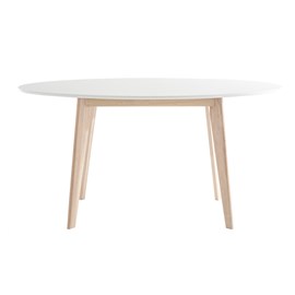 Table ovale blanche et bois clair l150 cm leena