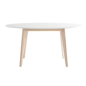 Table ovale blanche et bois clair l150 cm leena