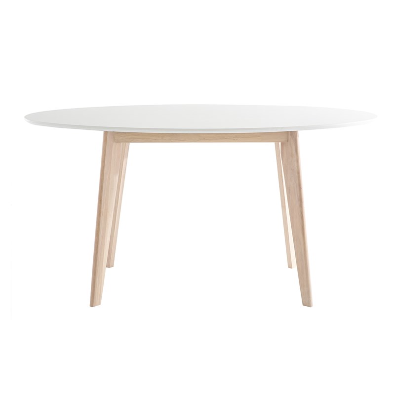 Table ovale blanche et bois clair l150 cm leena
