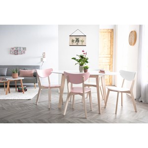 Table ovale blanche et bois clair l150 cm leena