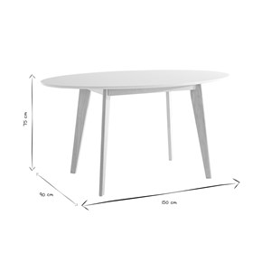 Table ovale blanche et bois clair l150 cm leena