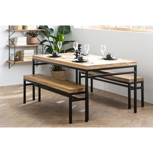 Table à manger bois manguier massif et métal l160 cm ypster
