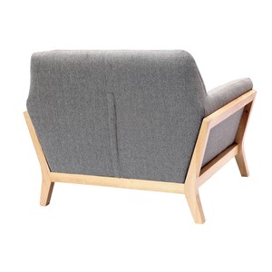 Fauteuil en tissu gris et bois clair massif yoko
