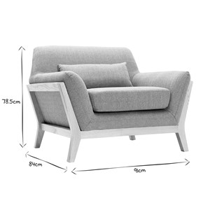 Fauteuil en tissu gris et bois clair massif yoko