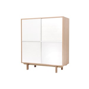 Buffet haut bois et blanc  4 portes l110 cm sid