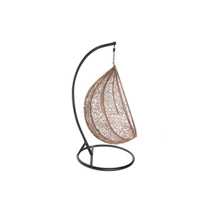 Fauteuil suspendu rotin sur pied en résine et métal noir mojo