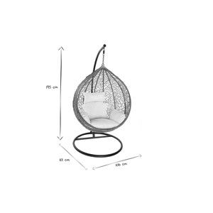 Fauteuil suspendu rotin sur pied en résine et métal noir mojo