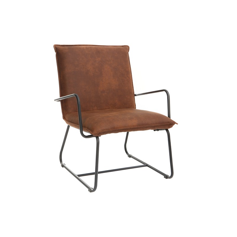 Miliboo - Fauteuil  marron et métal noir mercy