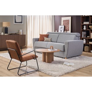Fauteuil  marron et métal noir mercy