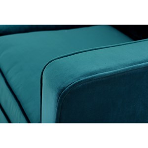 Canapé 3 places en tissu velours bleu pétrole et bois noir brooklyn