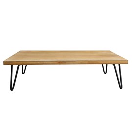 Table basse rectangulaire bois manguier massif et métal noir l117 cm vibes