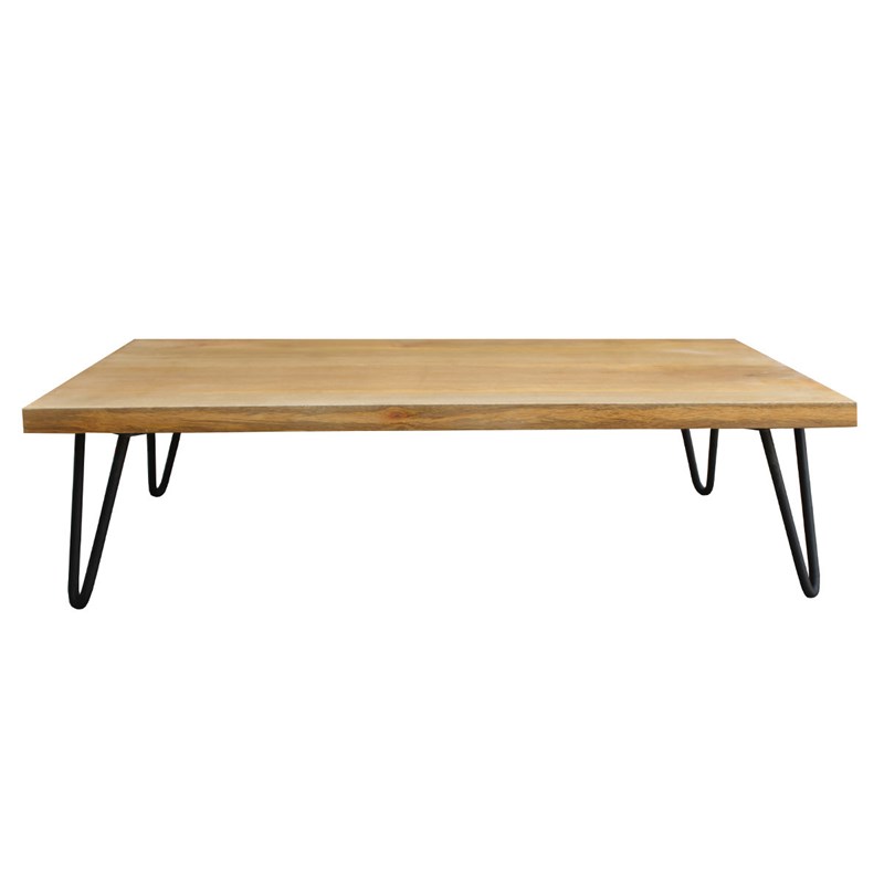 Table basse rectangulaire bois manguier massif et métal noir l117 cm vibes