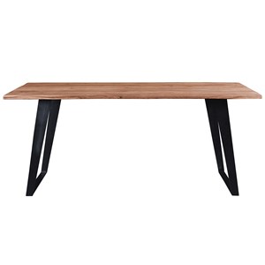 Table à manger rectangulaire en bois massif et métal noir l175 cm kora