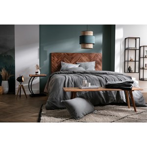 Table d'appoint rectangulaire en bois massif et métal noir l45 cm break