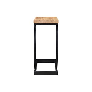 Table d'appoint rectangulaire en bois massif et métal noir l45 cm break